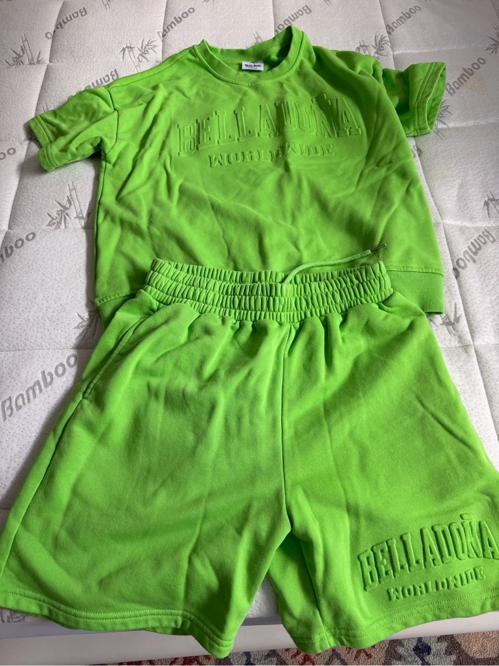 Short Set in Neon Green - Comfortable  Tee & Shorts